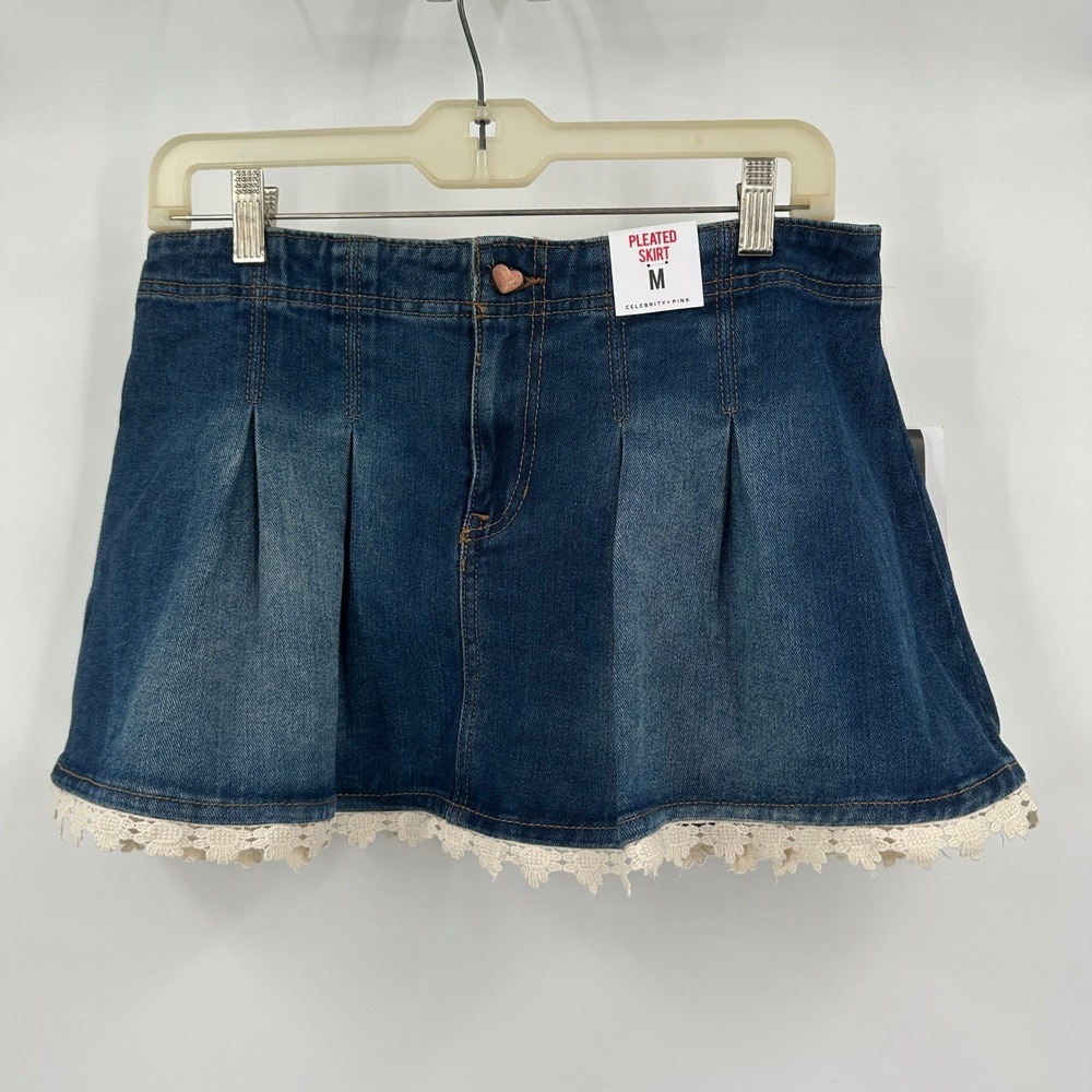 Celebrity Pink Womens Y2K Dollette Micro Mini Denim Skirt Size M Coquette Preppy